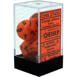 Vortex 7-Piece Dice Set (Orange/Black) Dice