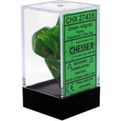 Vortex 7-Piece Dice Set (Green/Gold) Dice