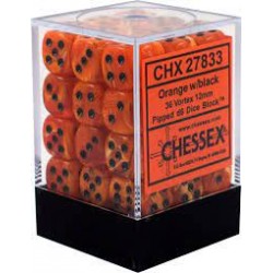 Vortex Set of 36 D6 Dice (Orange/Black) Dice