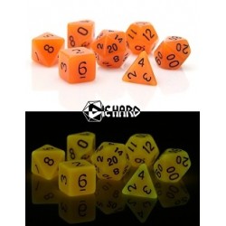 Poly Dice Set of 7 for RPGs (Glow In The Dark Orange) Dice