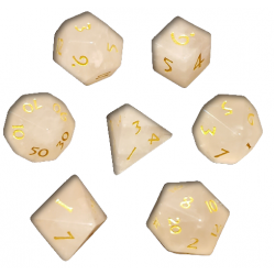 Rose Quartz 7 Piece Dice Set (Pink/Gold) Dice