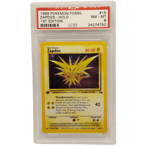 Zapdos 1st Edition Fossil #15 PSA 8